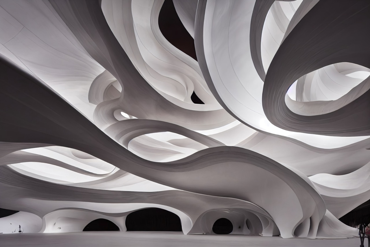 beautiful futuristic organic white interior as background wallpaper
