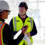 man and woman in construction field with tablet